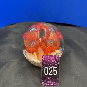 Lg‎ Orange White Trumpet Flower Paper Weight 4"